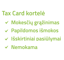 Uzsisakyti Tax Card kortele